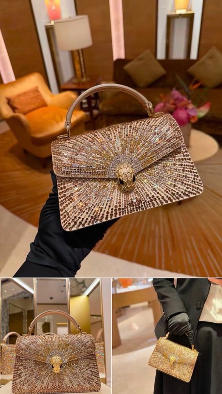 Gold Crystal Structured Bag