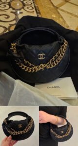 Black Quilted Crescent Bag