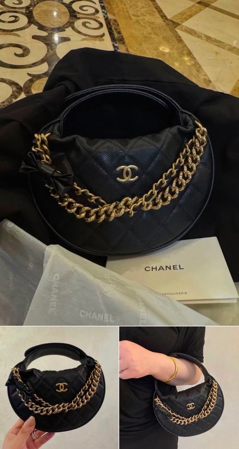 Black Quilted Crescent Bag
