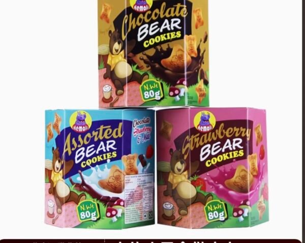Hemali Bear Cookies 80g - Indonesia Imported, Kids Sandwich Biscuits