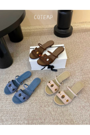 Studded Flat Slide Sandals