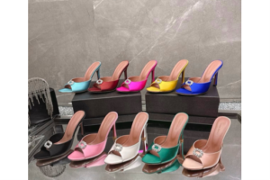 Crystal Buckle High-Heel Mules