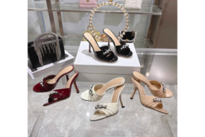 Crystal-Detail High-Heel Mules