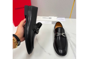 Metal-Buckle Leather Loafers