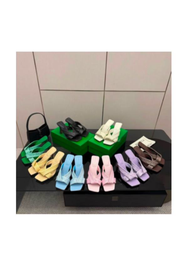 Multi-Color Woven Heeled Mules
