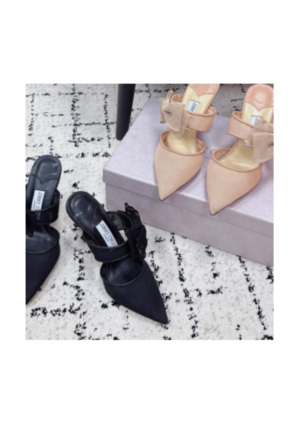 Bow-Detail Pointed Evening Mules