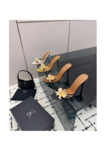 Jeweled Flower Kitten-Heel Mules
