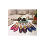 Raffia Floral High-Heel Mules