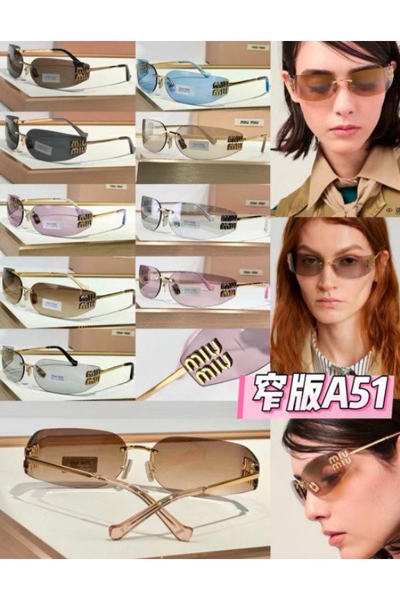 Slim Rectangular Metal-Temple Sunglasses