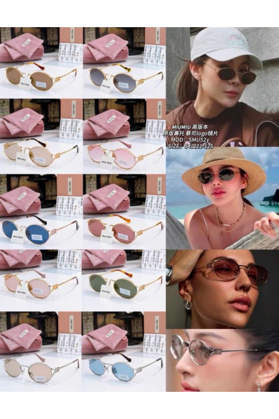 Oval Metal-Frame Sunglasses