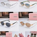 Rimless Oval Metal-Temple Sunglasses