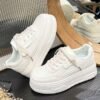 Popular White Shoes for Women 2025 New Spring Women's Shoes Versatile Thick Sole Heightening Board Shoes Casual Sports Dad Shoes