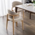 Nordic Solid Wood Dining Chair Modern Simple Light Luxury Designer Fabric Chair Hotel Backrest Chair Home Restaurant Table and Chair