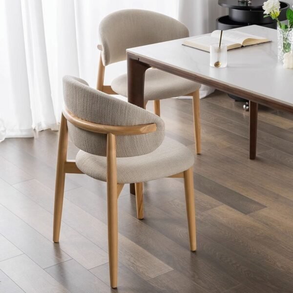 Nordic Solid Wood Dining Chair Modern Simple Light Luxury Designer Fabric Chair Hotel Backrest Chair Home Restaurant Table and Chair