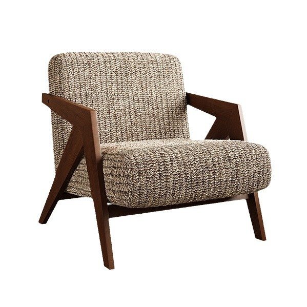 New Chinese Style Mid-Century Style Solid Wood Living Room Single Leisure Sofa Chair Classical B&B Hotel Living Room Reception Sofa
