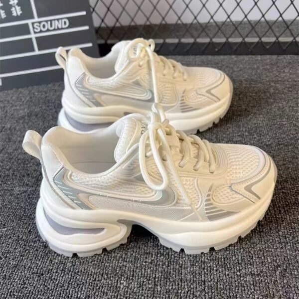 Thick-Soled Dad Shoes for Women, 2026 Spring and Summer New Versatile Breathable Mesh Sneakers, Lightweight Casual White Shoes