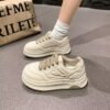 Explosions Bread Shoes Women's 2025 New Thick-soled All-match Super-fire White Shoes Soft-soled Increased Casual Sports Shoes