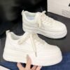 Popular White Shoes for Women 2025 New Spring Women's Shoes Versatile Thick Sole Heightening Board Shoes Casual Sports Dad Shoes
