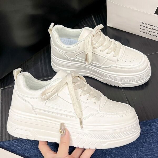 Popular White Shoes for Women 2025 New Spring Women's Shoes Versatile Thick Sole Heightening Board Shoes Casual Sports Dad Shoes