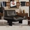 Vintage-Style Living Room Single Sofa Chair, Designer Model, White Ash Wood, Balcony, Guesthouse Reception, Lazy Leisure High-Back Chair