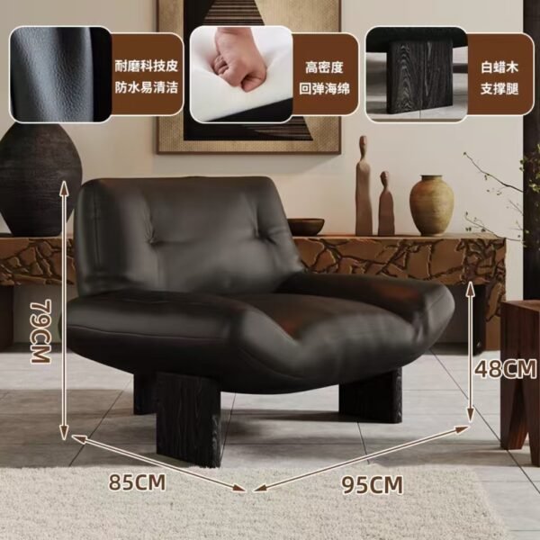 Vintage-Style Living Room Single Sofa Chair, Designer Model, White Ash Wood, Balcony, Guesthouse Reception, Lazy Leisure High-Back Chair