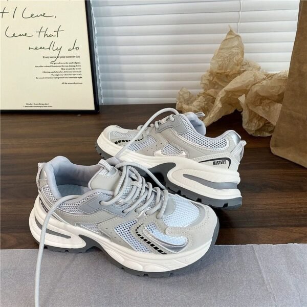 Thick-Soled Height-Increasing Daddy Shoes for Women 2025 Spring and Autum New Ins Trbottomy Versatile Mesh Breathable Casual Sports Shoes
