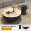 Modern Simple Light Luxury Minimalist Rock Board Coffee Table Small Apartment Living Room Home Tea Table Small Size Round Coffee Table Combination Table