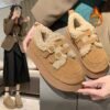Thick-Soled Cotton Shoes for Women, Winter Outdoor Wear, 2026 New Fashion Slip-On Snow Cotton Shoes, Retro Plush Birkenstock Shoes