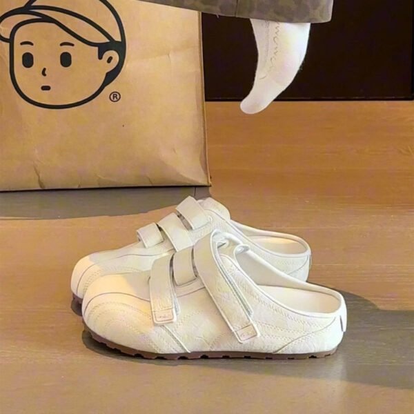 Women's Summer 2026 New Style Birkenstock-Style Slip-On Mules with Internal Height Increase, Thick-Soled White Shoes for Petite Individuals