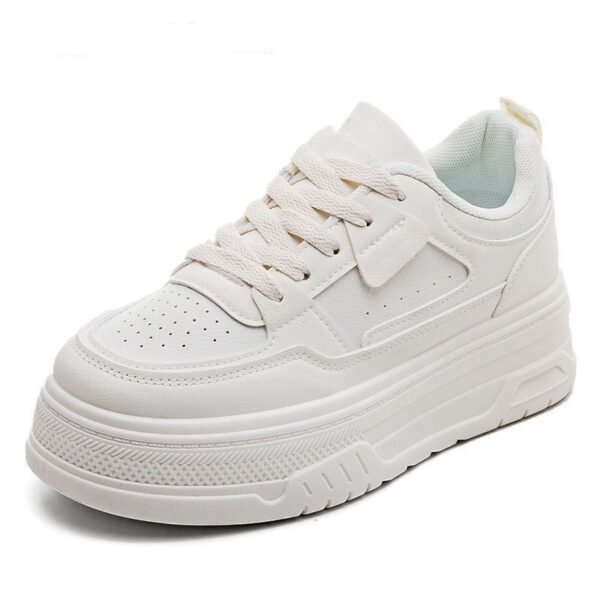 Popular White Shoes for Women 2025 New Spring Women's Shoes Versatile Thick Sole Heightening Board Shoes Casual Sports Dad Shoes