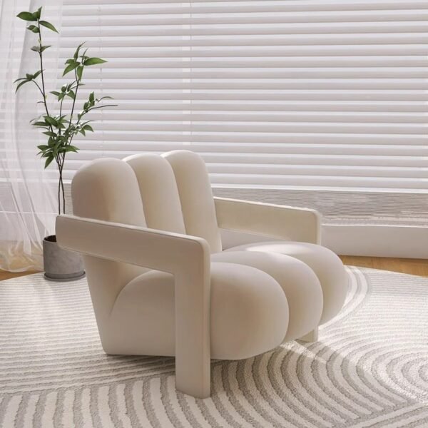 French Cream Style Casual Chair Designer Lazy Lamb Velvet Living Room Balcony Modern Simple Single Sofa Chair