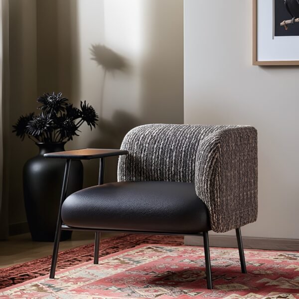 Italian Minimalist 2025 New Accessible Luxury Fabric Bedroom Negotiation Chair Mid-Century Style Scandinavian Single Chair Living Room Chair