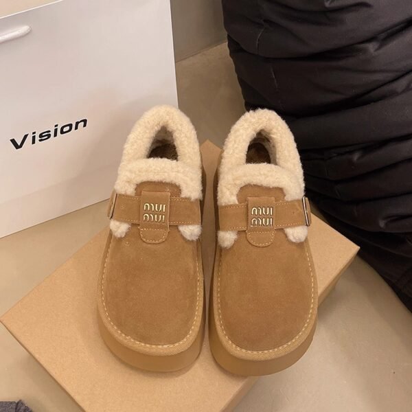 Thick-Soled Birkenstock Shoes for Women, Fleece-Lined and Thickened Snow Boots for Outdoor Wear, 2026 Autumn and Winter New Model, Non-Slip, Warm, Furry Cotton Shoes