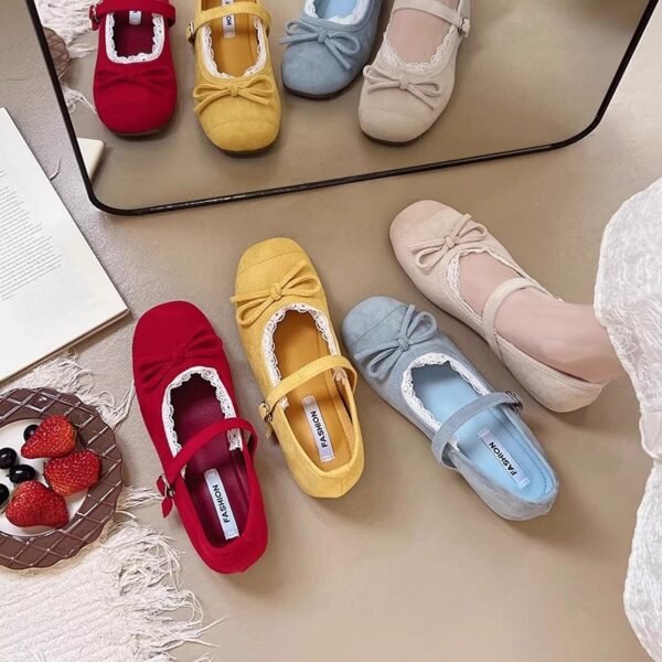 Evening Shoes with Gentle Bowknot Mary Jane Style for Women, 2026 Spring New Soft-Soled French Ballet Shoes