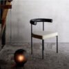 Nordic Simple Fabric Upholstered Backrest Chair Hotel Restaurant Wrought Iron Dining Chair Coffee Milk Tea Shop Chair High Backrest