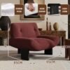 Vintage-Style Living Room Single Sofa Chair, Designer Model, White Ash Wood, Balcony, Guesthouse Reception, Lazy Leisure High-Back Chair