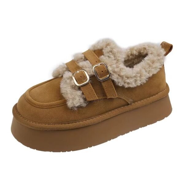 Thick-Soled Cotton Shoes for Women, Winter Outdoor Wear, 2026 New Fashion Slip-On Snow Cotton Shoes, Retro Plush Birkenstock Shoes
