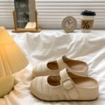 Thick-Soled, Height-Increasing, Closed-Toe Half-Slippers for Women, 2026 New Summer Hollow-Out Sandals, Slip-On Birkenstock-Style Sandals