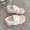 Slip-On Fleece-Lined Birkenstock Shoes for Women, 2025 New Autumn and Winter Warm Furry Shoes, Thickened White Sneakers, Double-Layer Cotton Shoes