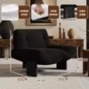 Vintage-Style Living Room Single Sofa Chair, Designer Model, White Ash Wood, Balcony, Guesthouse Reception, Lazy Leisure High-Back Chair