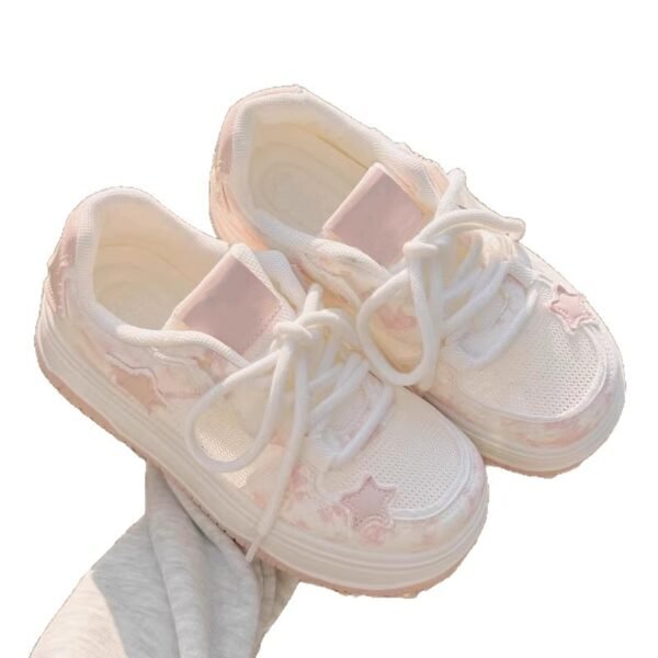 Summer Women's Shoes Platform Bread Shoes Women's Breathable Mesh Mesh Shoes with Skirt Niche White Shoes Casual Sports Board Shoes