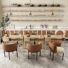 Italian Accessible Luxury Fabric Dining Chair Milk Tea Shop Cafe Reception Back Chair Sales Department Reception Negotiation Leisure Chair