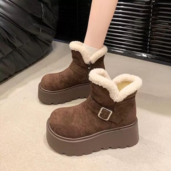 Heightened Thick-Soled Women's Shoes, Snow Boots, Women's Birkenstock Shoes, Boots, Short Boots, 2025 New Winter Velvet Warm Cotton Shoes