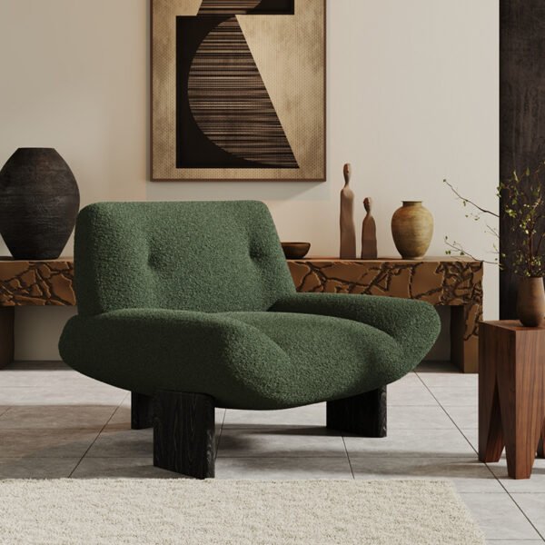 Vintage-Style Living Room Single Sofa Chair, Designer Model, White Ash Wood, Balcony, Guesthouse Reception, Lazy Leisure High-Back Chair