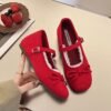Evening Shoes with Gentle Bowknot Mary Jane Style for Women, 2026 Spring New Soft-Soled French Ballet Shoes
