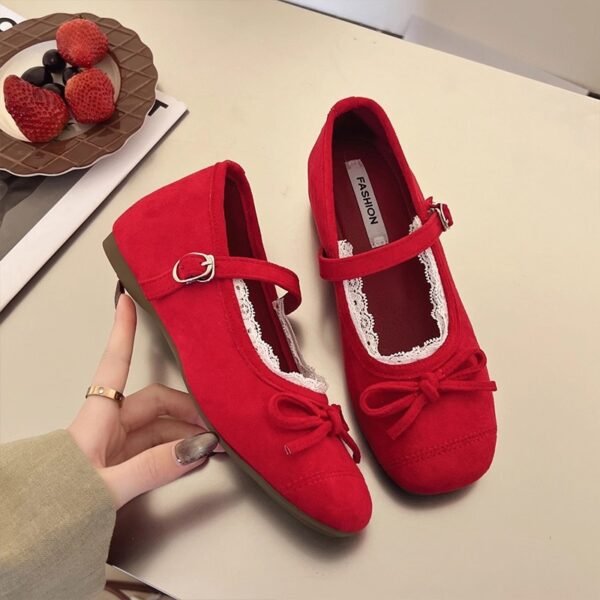 Evening Shoes with Gentle Bowknot Mary Jane Style for Women, 2026 Spring New Soft-Soled French Ballet Shoes