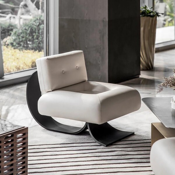 Black peach K Hotel Villa living room single sofa Italian Modern Art minimalist shaped metal fishtail leisure chair