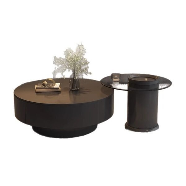 Modern Simple Light Luxury Minimalist Rock Board Coffee Table Small Apartment Living Room Home Tea Table Small Size Round Coffee Table Combination Table