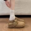 Women's 2026 New Summer Model Birkenstock-Style Slippers with Internal Height Increase and Thick Sole, Soft-Soled Slip-On Half-Mules for Spring, Suitable for Pairing with Skirts