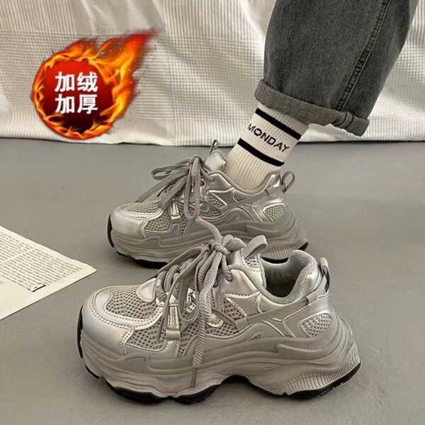 Thick-Soled Dad Shoes for Women 2025 Autumn and Winter New Style Fleece-Lined, Thickeneded, Warm and Versatile Women's Shoes, Sports and Leisure Cotton Shoes Thick-Soled Dad Shoes for Women 2025 Autumn and Winter New Style Fleece-Lined, Thickeneded, Warm and Versatile Women's Shoes, Sports and Leisure Cotton Shoes